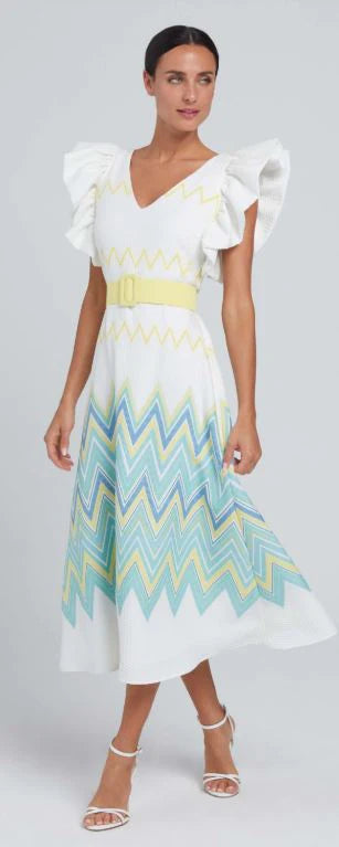 Cream Turquoise & Lemon Dress