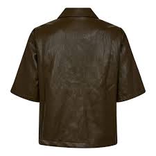 Kahki Green Faux Leader Shirt Jacket