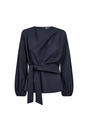 Luna Navy Tie Blouse