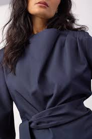 Luna Navy Tie Blouse