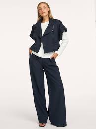 Luna Navy Pleat Trousers