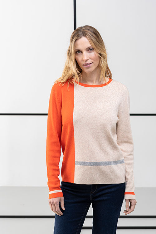 Orange And Sand Knit Jumper