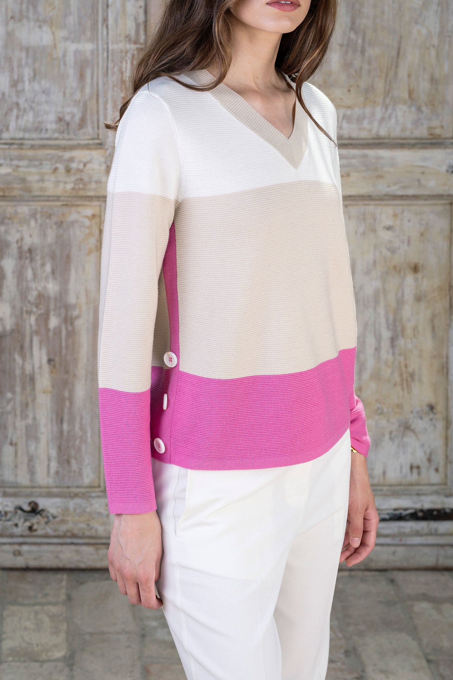 Cream And Beige Pink Sweater