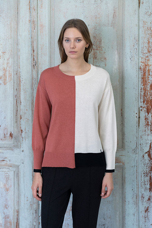 Two-tone Block Sweater With Contrast