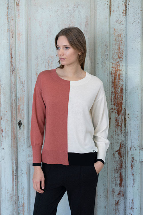 Two-tone Block Sweater With Contrast