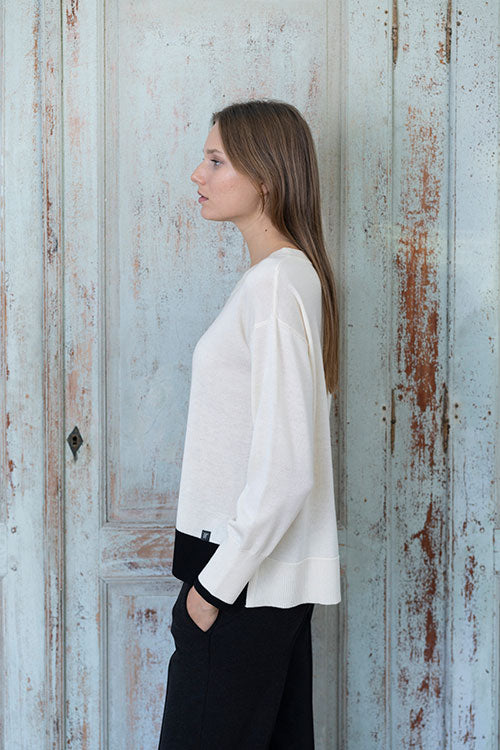 Two-tone Block Sweater With Contrast