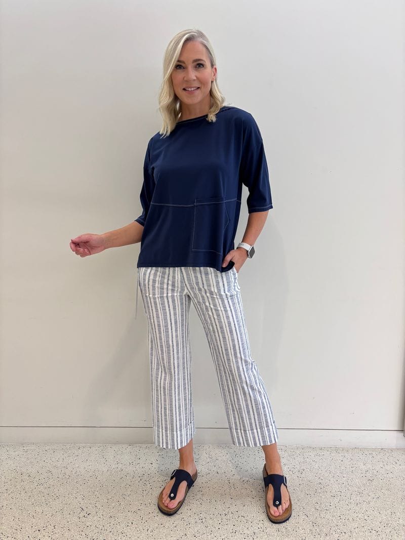 White and Blue Stripe Trouser