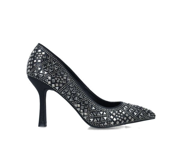 Black Shoe With Silver Crystal