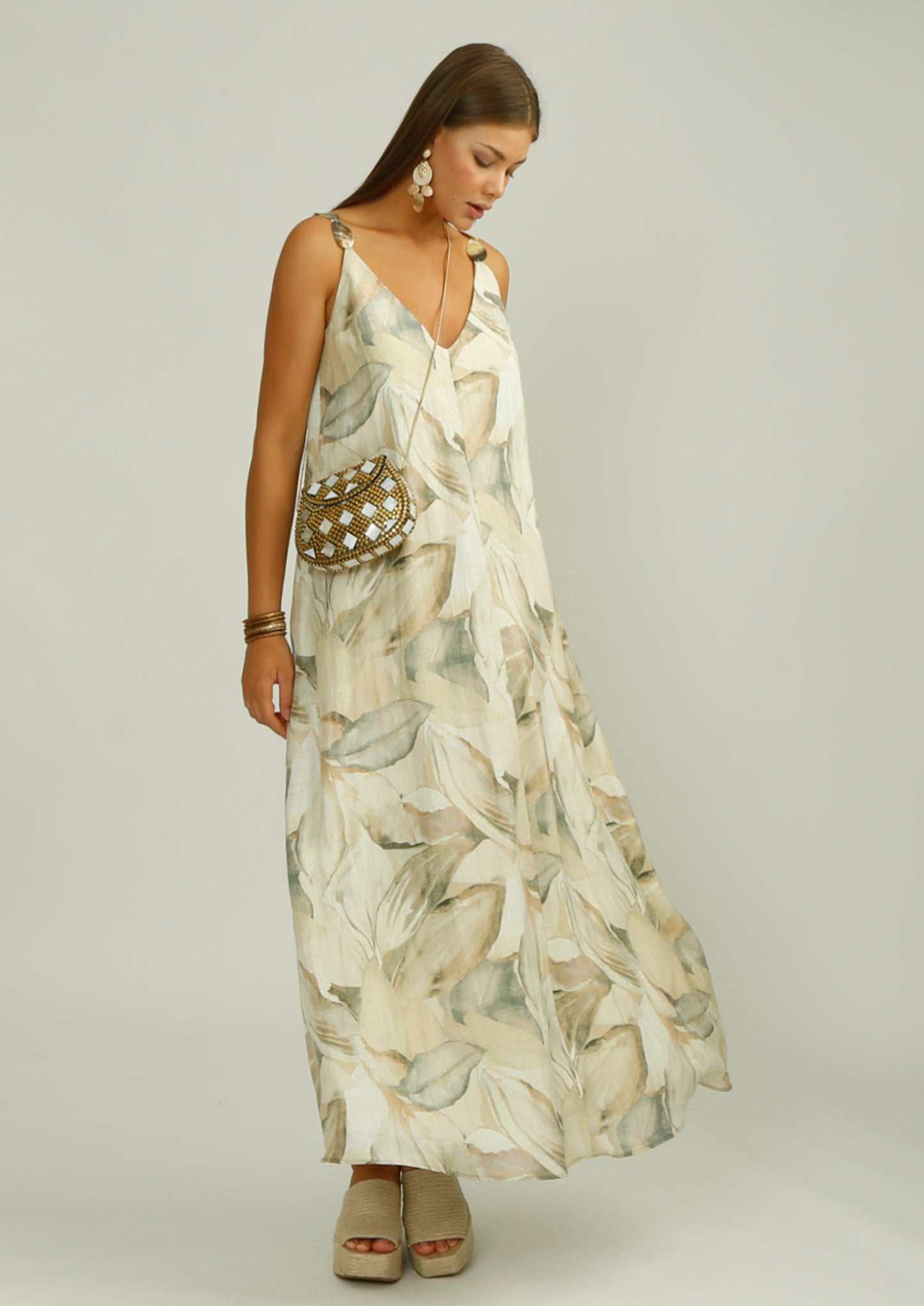 Champagne Flower Midi Dress