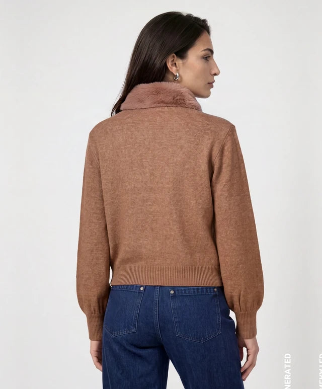 Tiramisu Knit Faux Fur Jacket