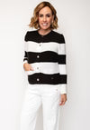 Block Stripe Knit Cardigan Brown and White