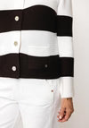 Block Stripe Knit Cardigan Brown and White