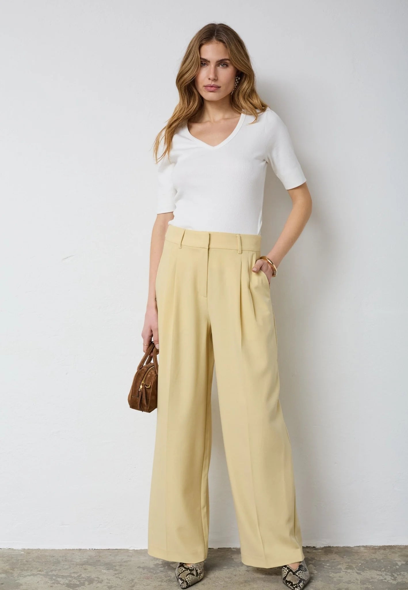 NilanCC Pleat Pant  Pale Yellow