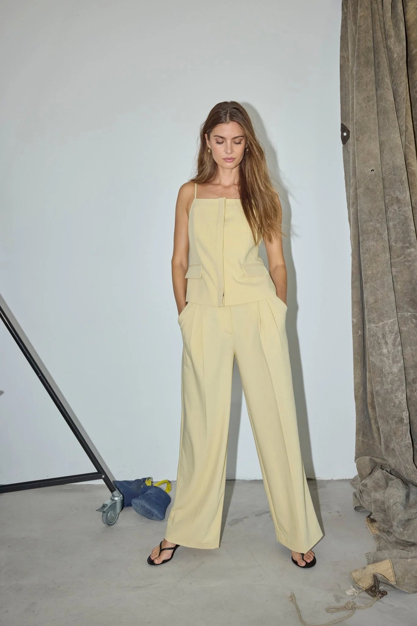 NilanCC Pleat Pant  Pale Yellow