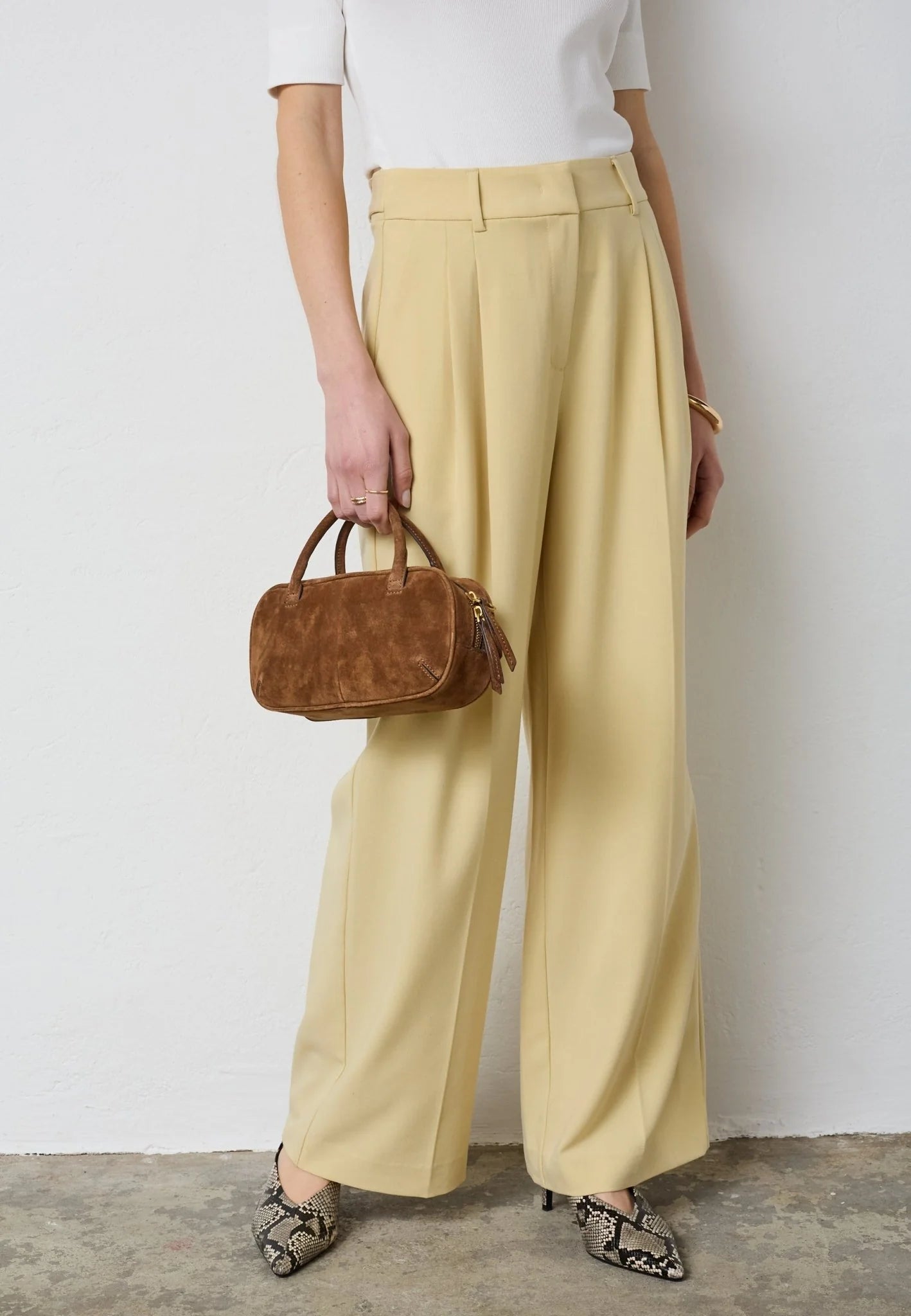 NilanCC Pleat Pant  Pale Yellow