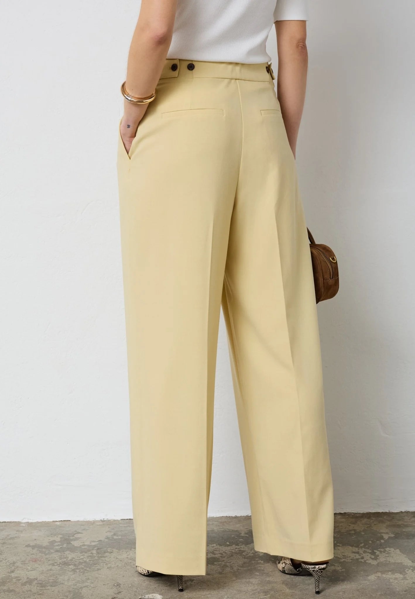 NilanCC Pleat Pant  Pale Yellow