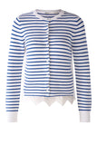 Blue Striped Lace Hem Knit Cardigan