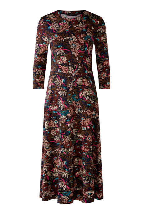 Brown Flower Midi Dress