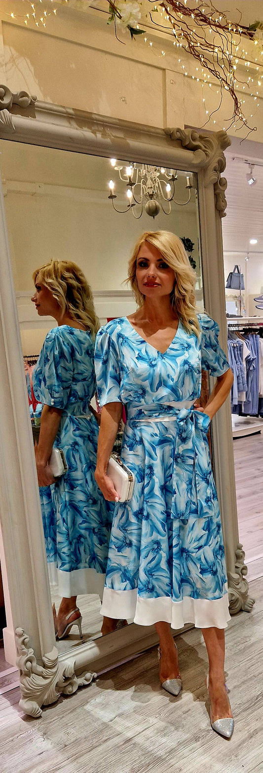 Turquoise & White Dress
