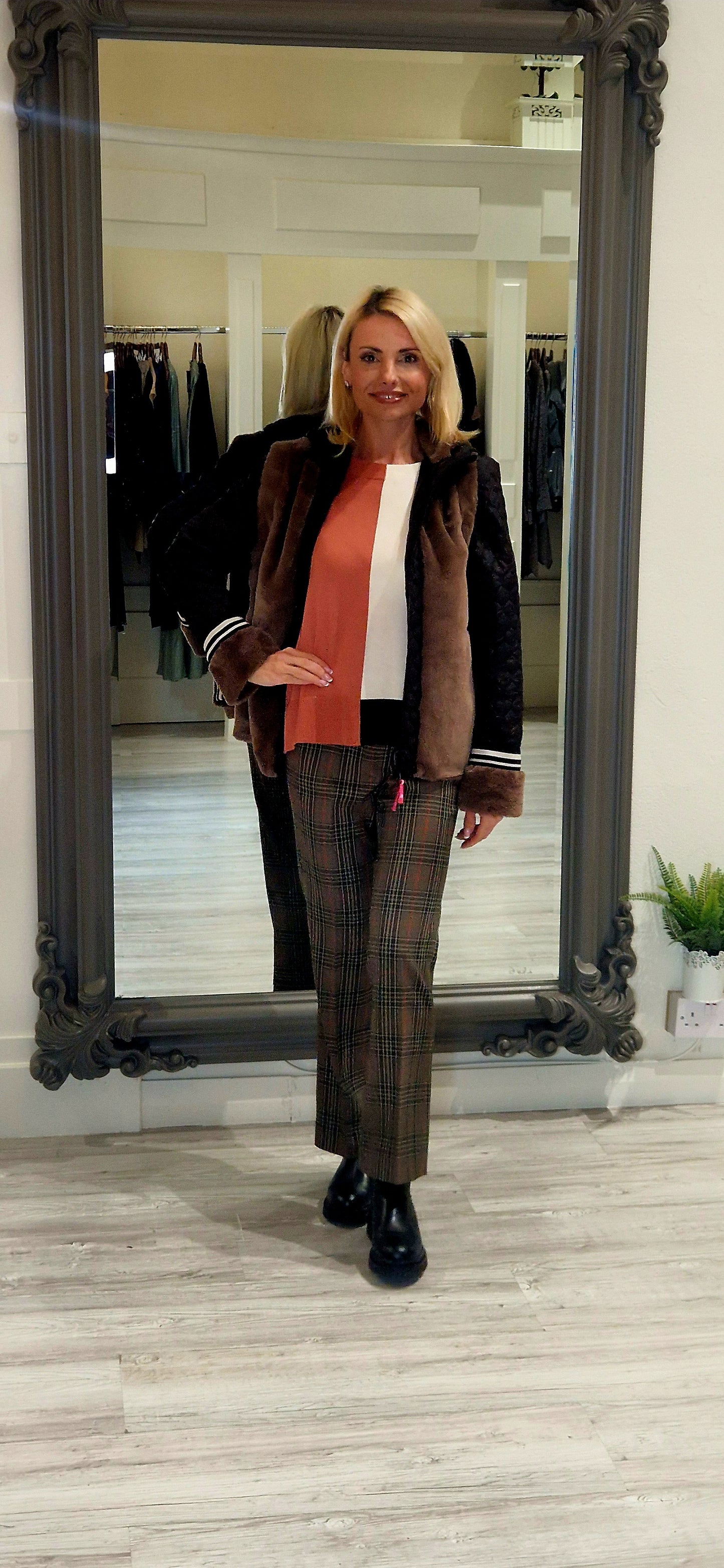 Brown and Green Check Trousers