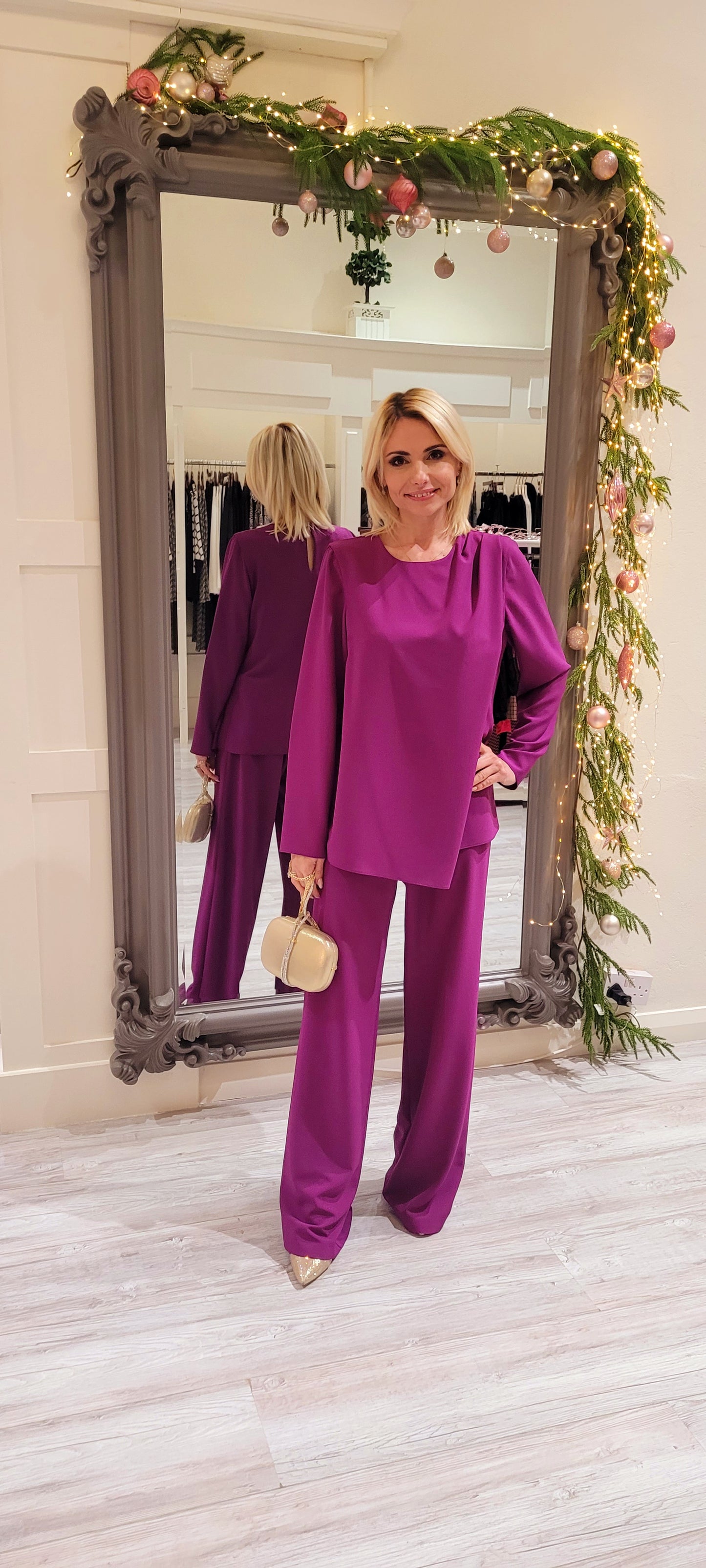 Plum Two Piece Trousers Suit