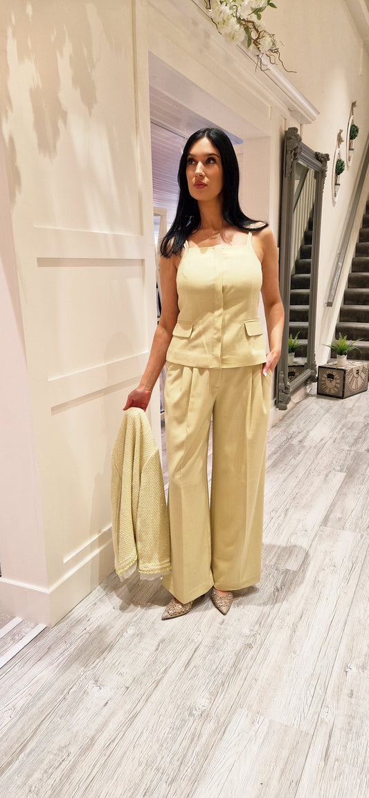 NilanCC Pleat Pant  Pale Yellow