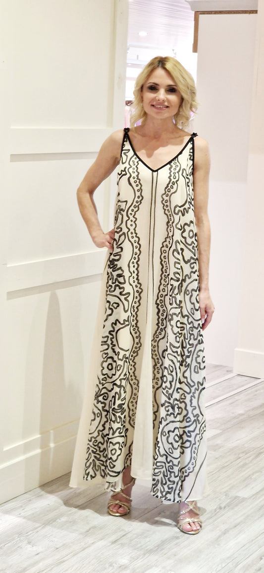 Cream & Black Dress