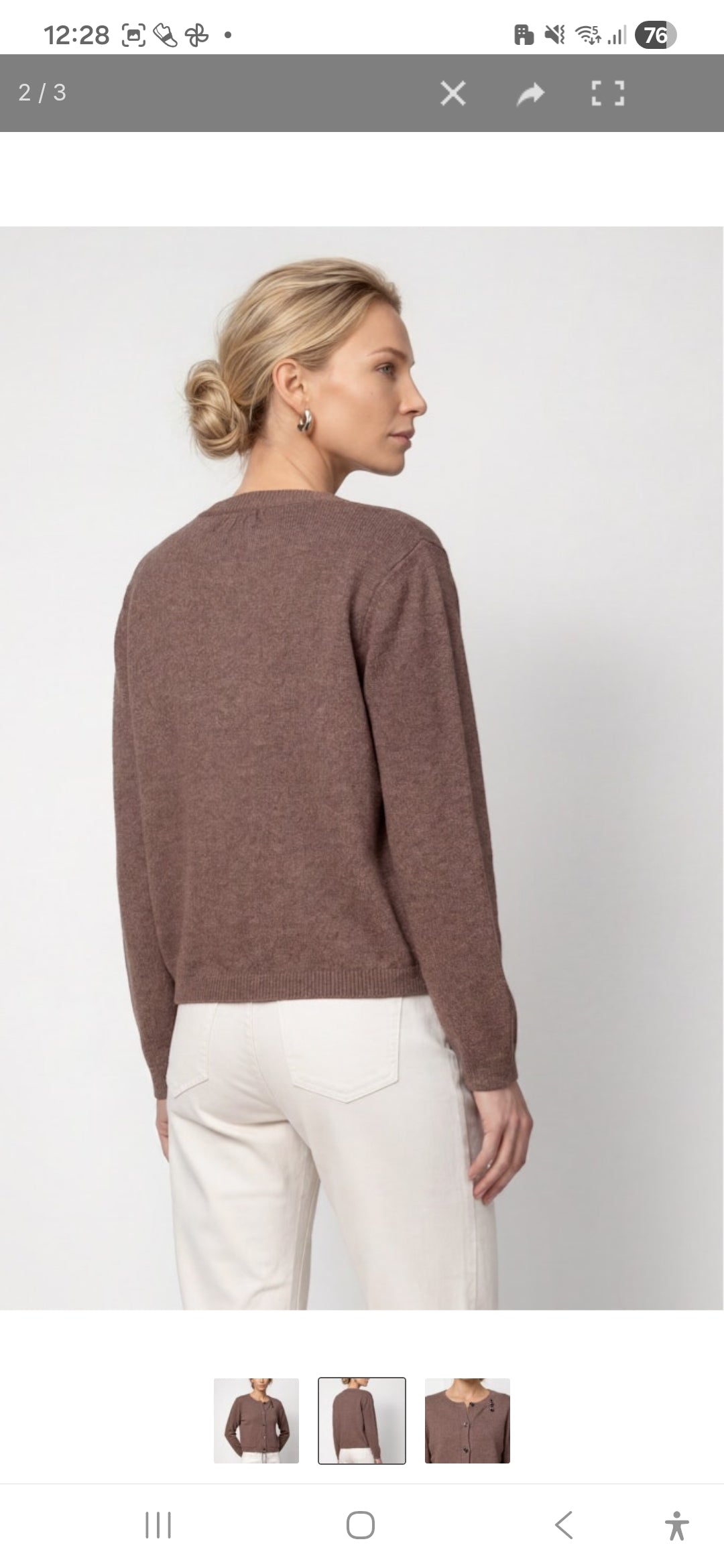 Wool Taupe Crystal Knit Cardigan