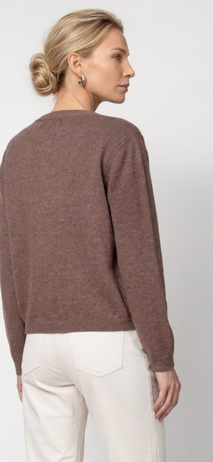 Taupe Wool Crystal  Cardigan