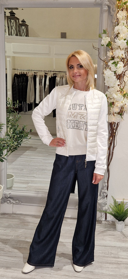 Quilted Cream Jacket With Neoprene