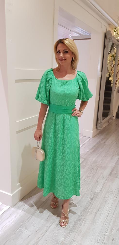 Two Tones Green Midi Dress
