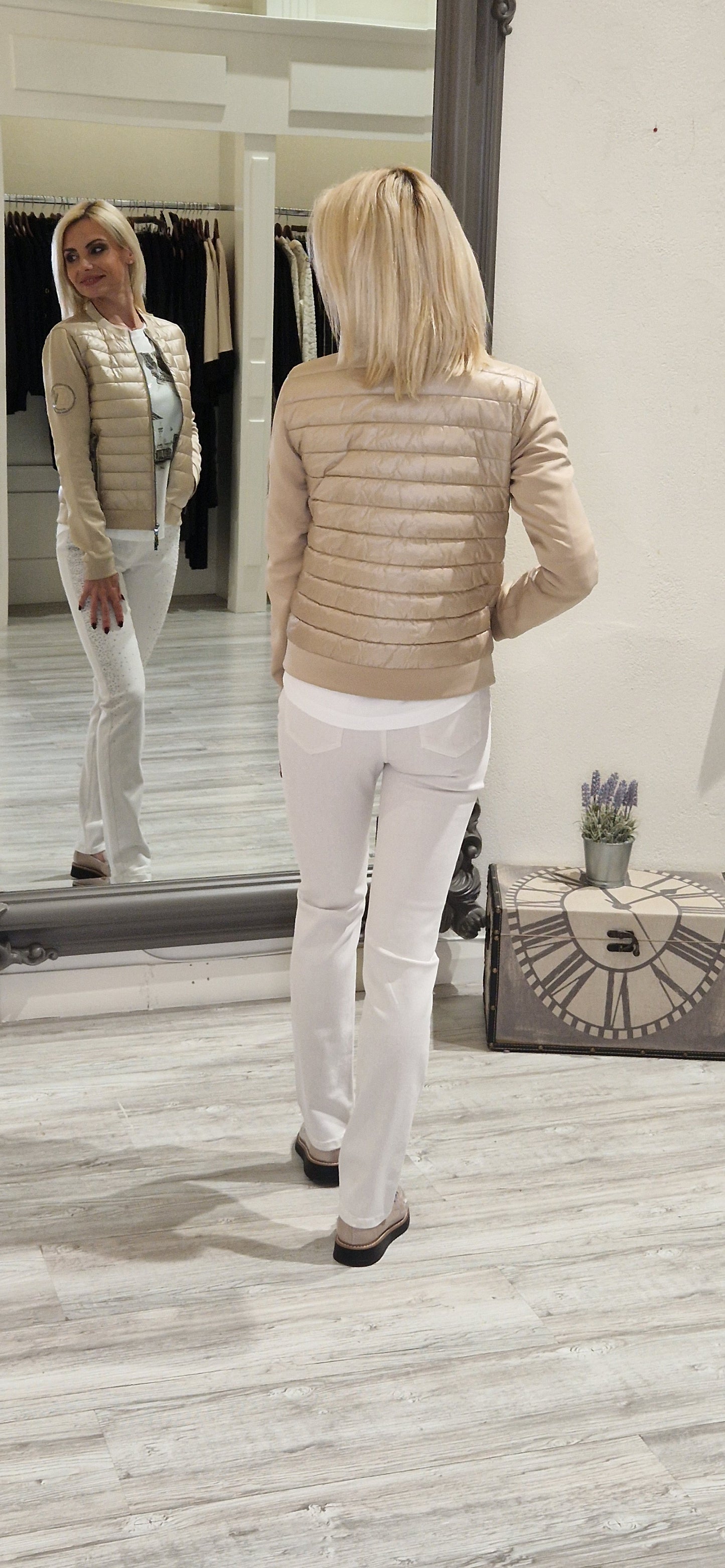 Cinnamon Quilted Jacket With Neoprene