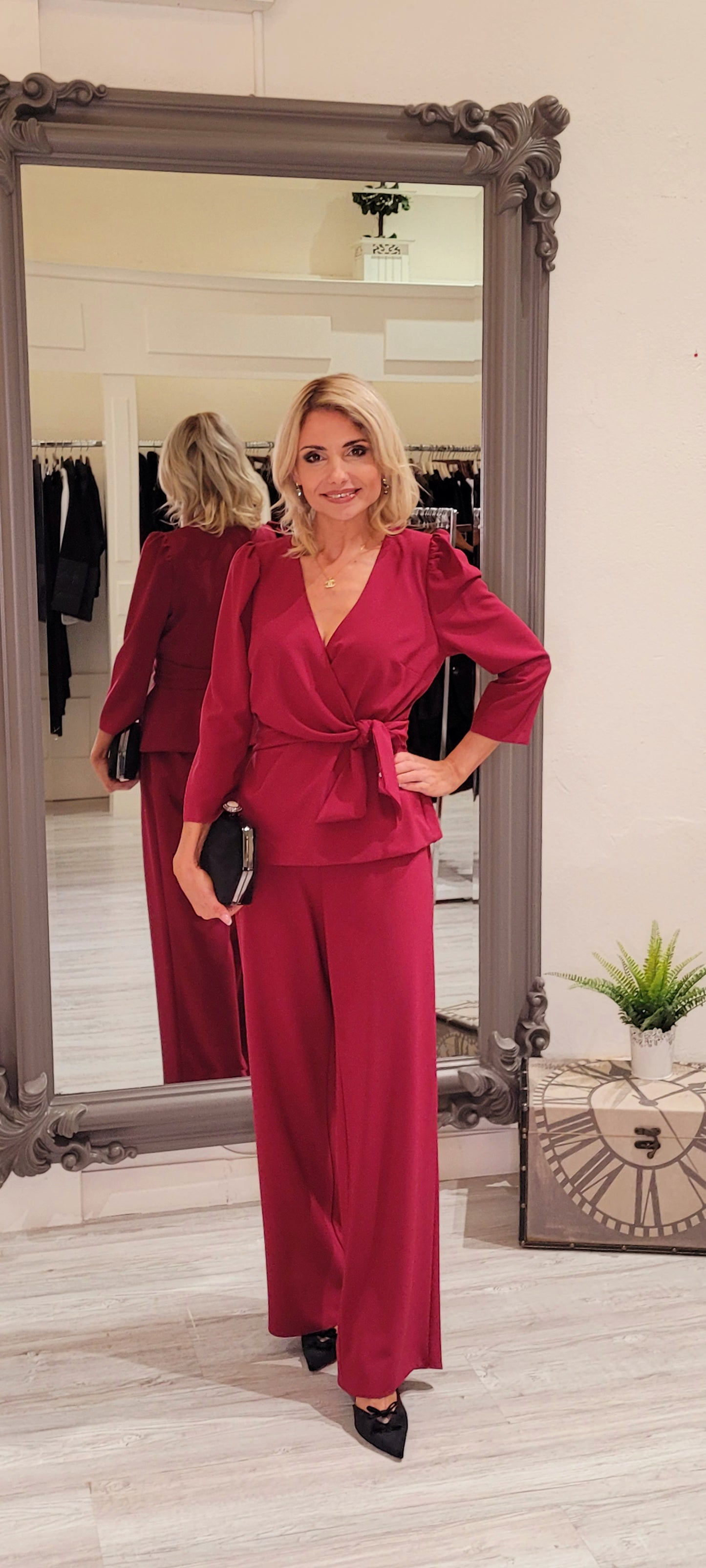Plum Two Piece Trousers Suit