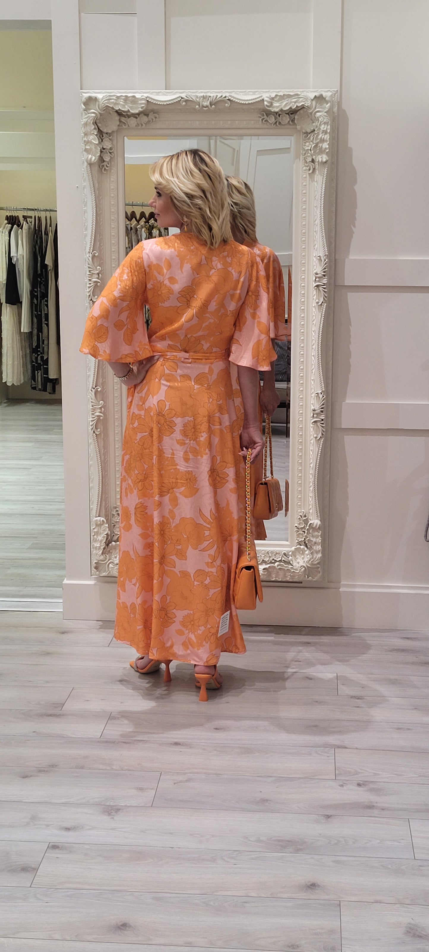 Orange and Pink Wrap Dress