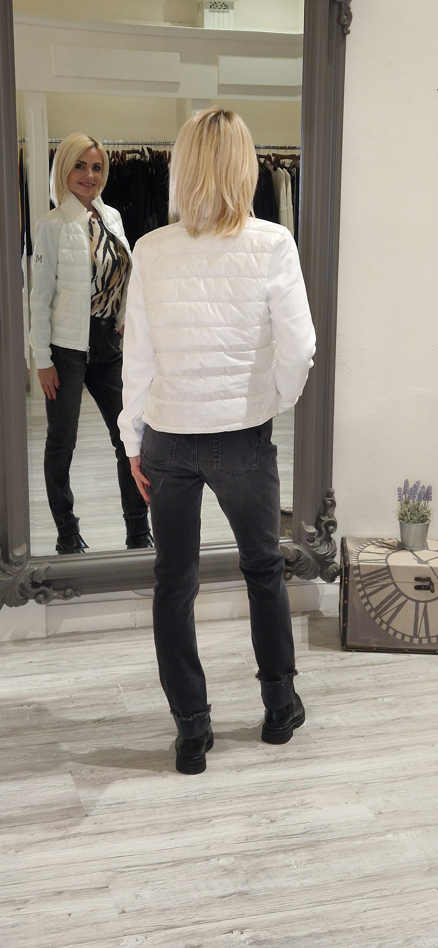 Off-White Quilted Jacket With Logo Patch