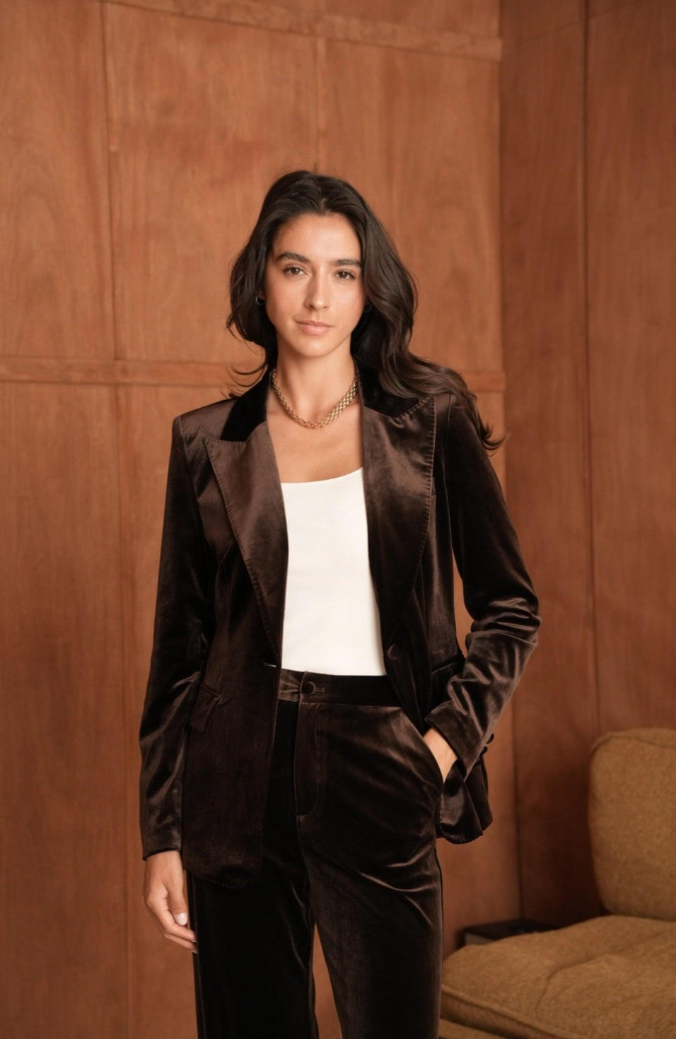 Brown Velvet Classic Jacket