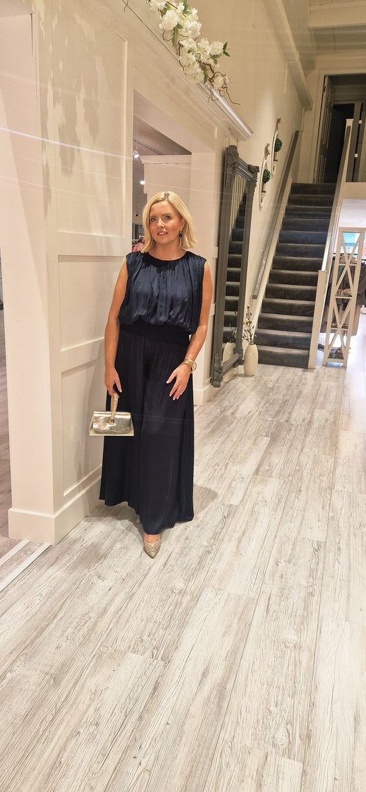 Any Moment Now Navy Blue Aurora Wide Leg Trousers