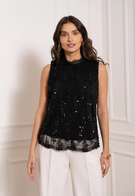 Black Sparkle Sleeveless Top