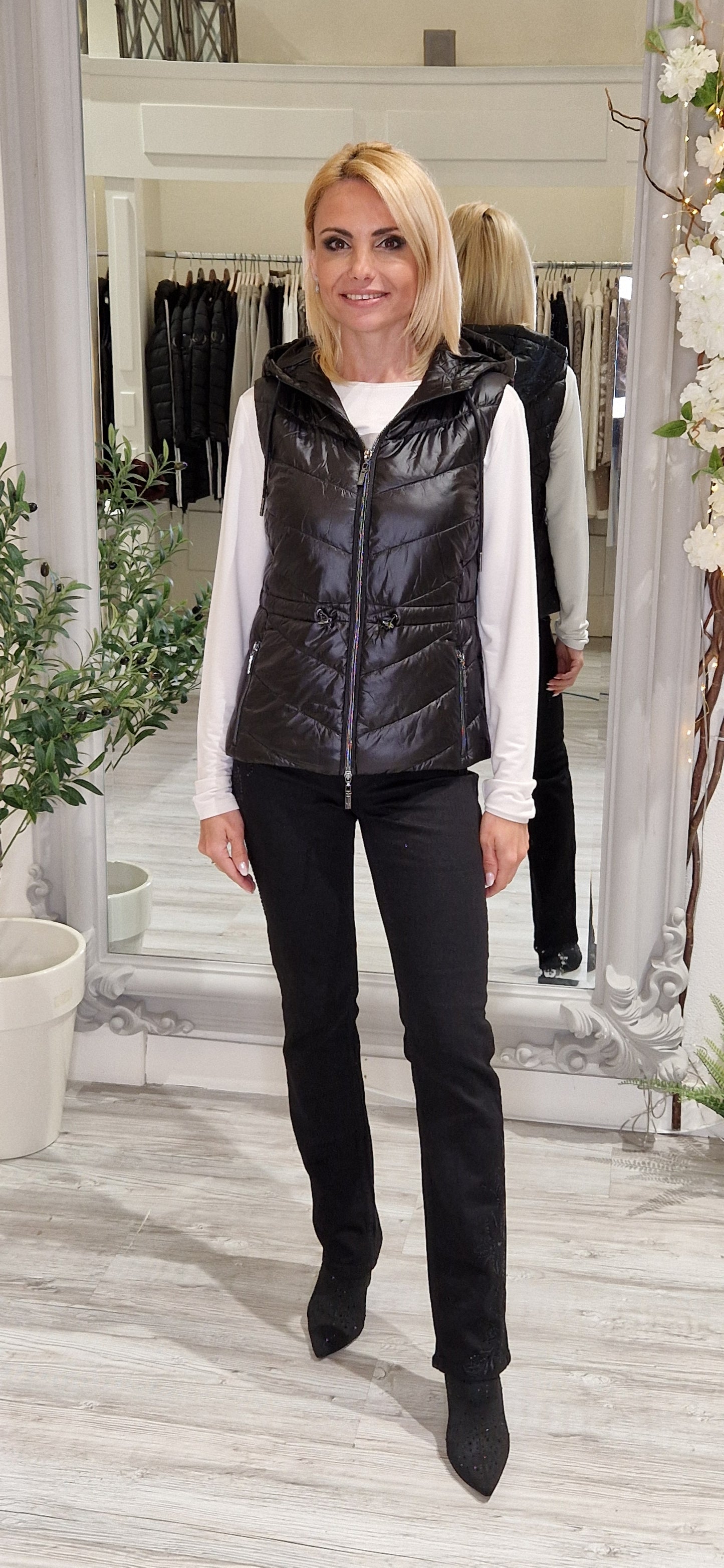Black Gilet With Hood