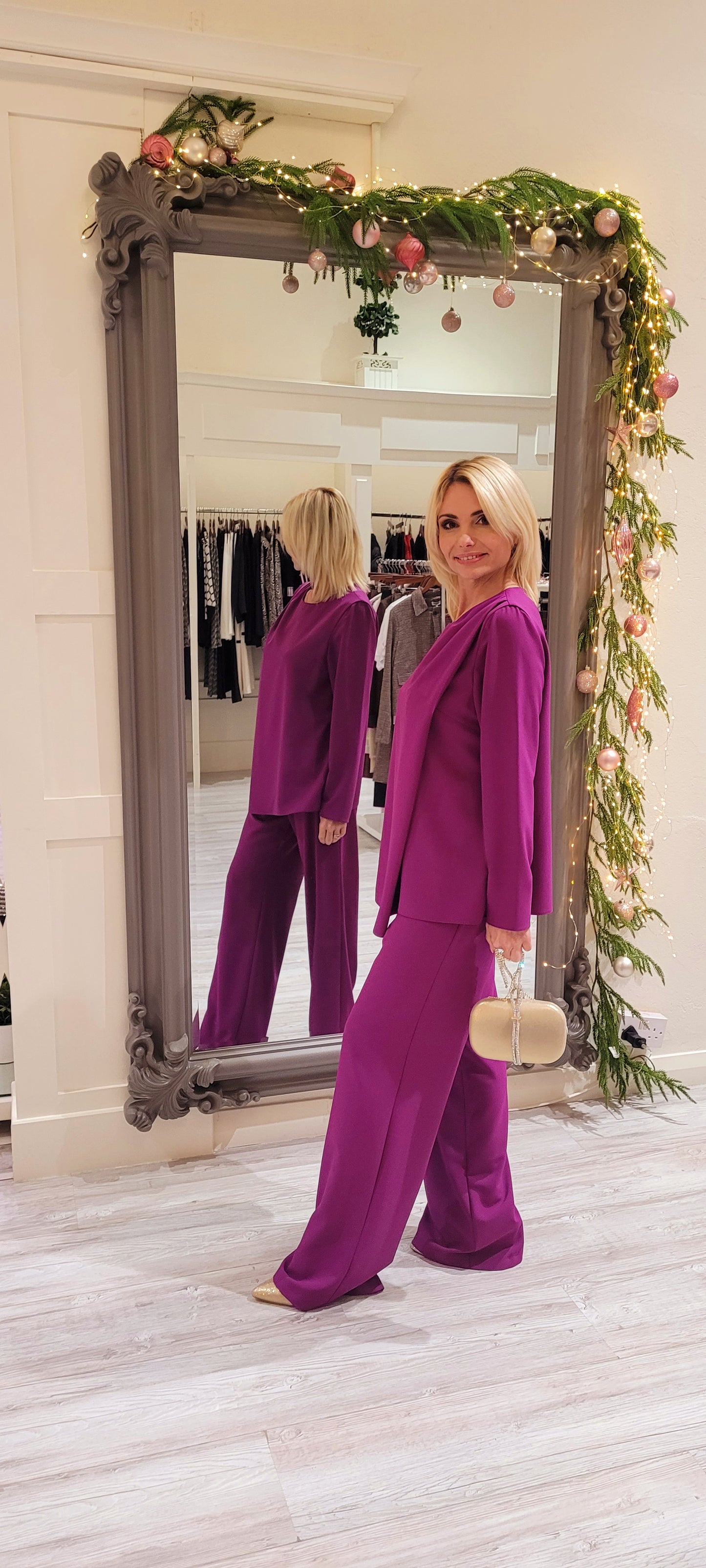 Plum Two Piece Trousers Suit