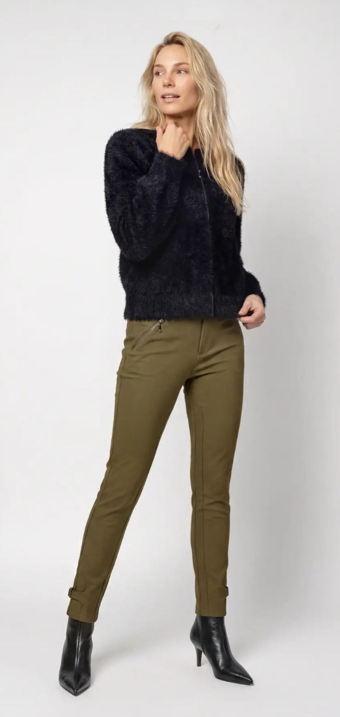 Olive Green Trousers With Buckle Detail