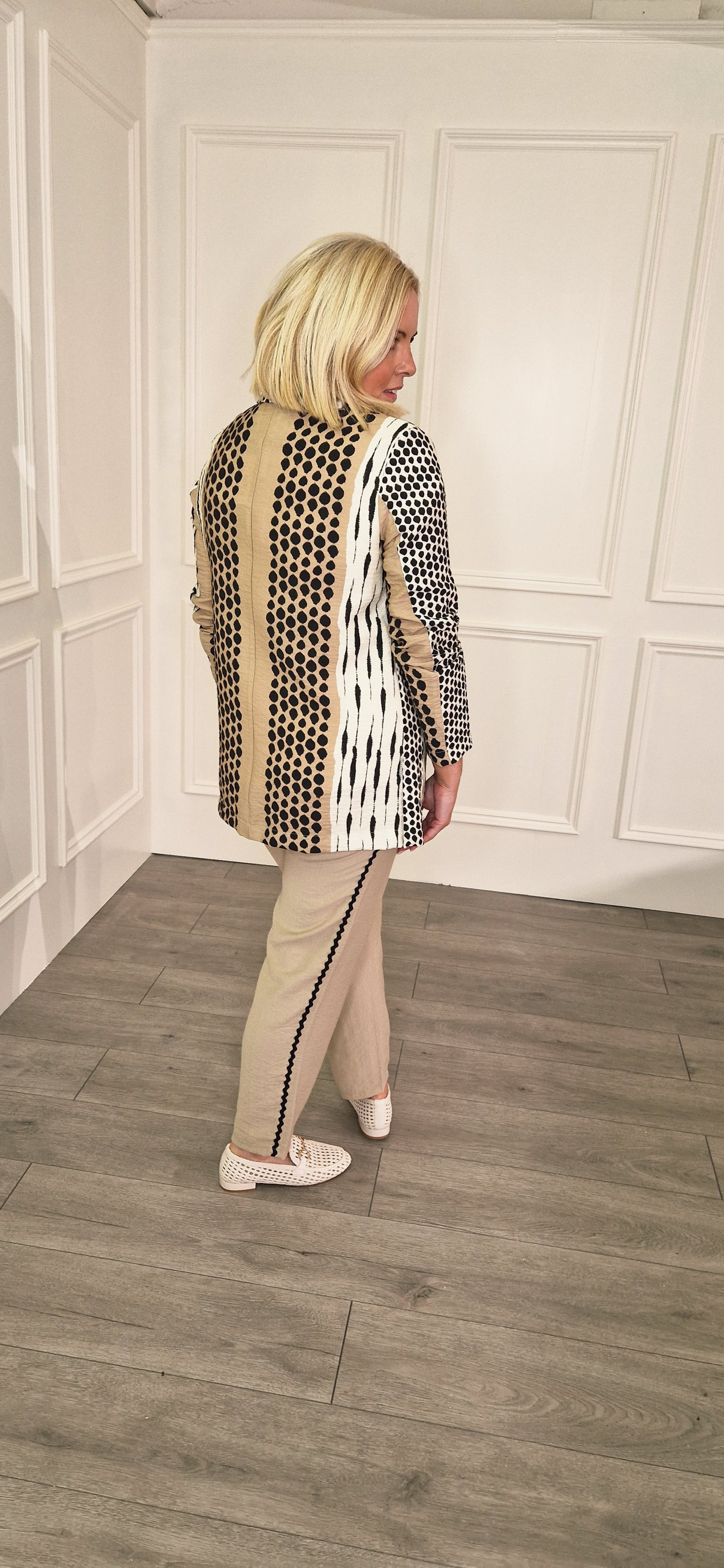 Cream Black Camel Print Jacket