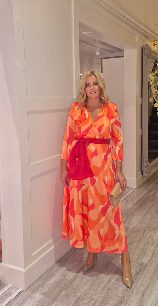Orange  Midi Dress