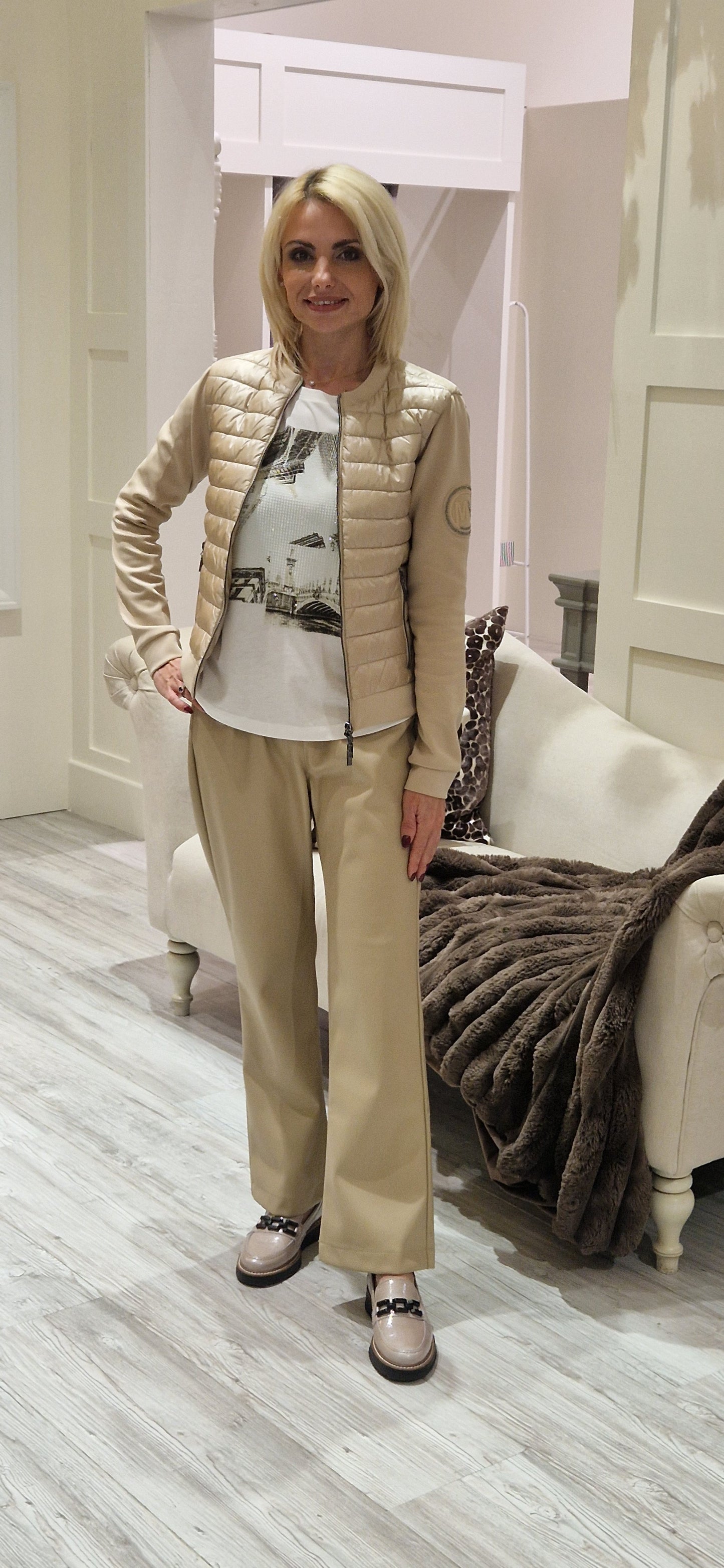 Cinnamon Quilted Jacket With Neoprene