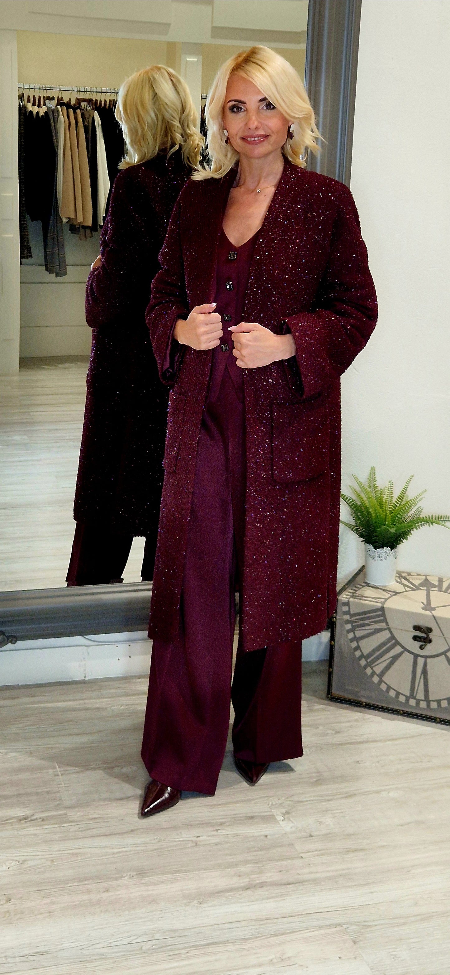 Burgundy Satin Look Waistcoat