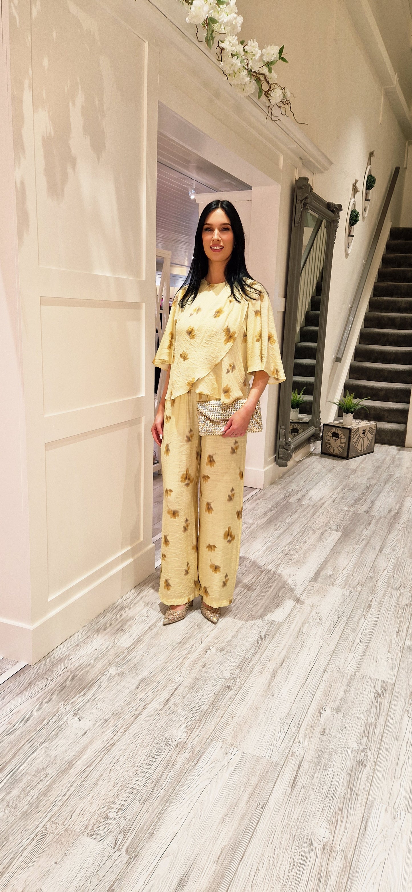 Myla Flower Drape SS Blouse  Pale Yellow