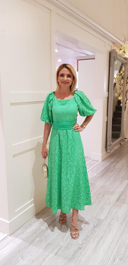 Two Tones Green Midi Dress