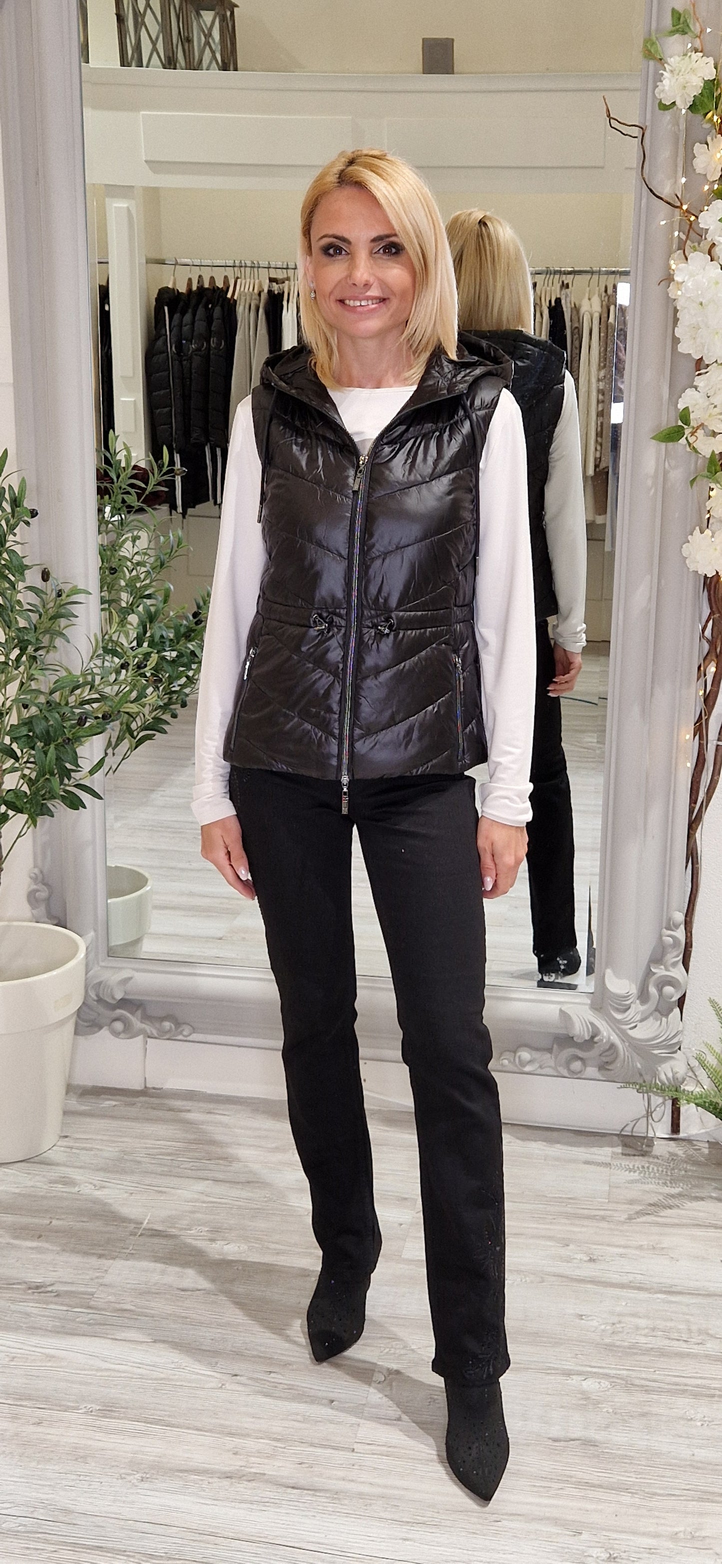Black Gilet With Hood