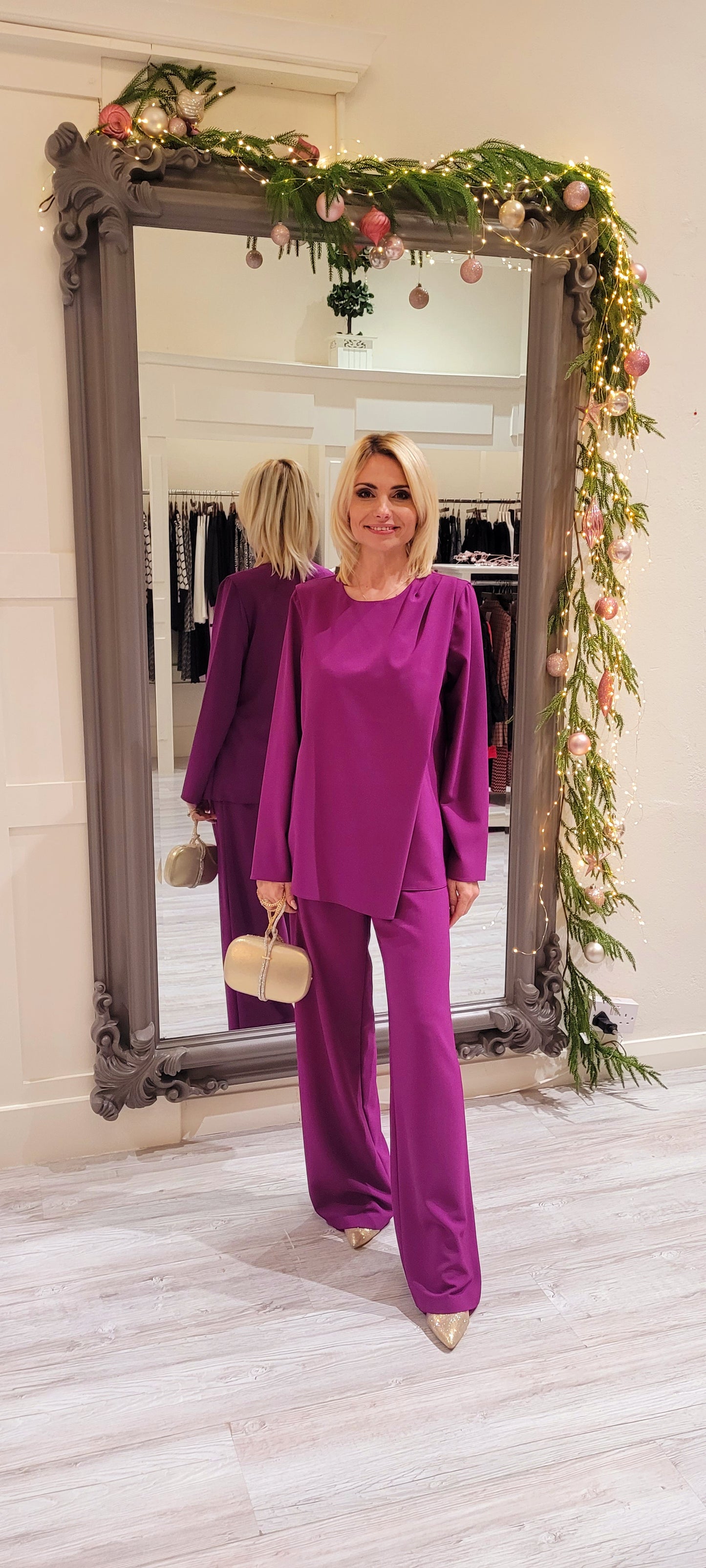 Plum Two Piece Trousers Suit