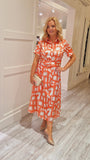 Orange/Cream Printed Dress